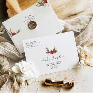 Christmas Red Poinsettia Wedding Ceremony Envelope