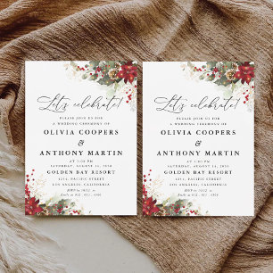 Christmas Red Poinsettia Wedding Ceremony  Invitation