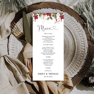 Christmas Red Poinsettia Wedding Ceremony Menu