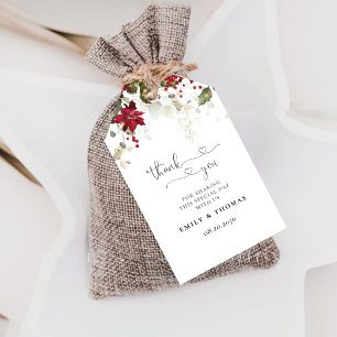 Christmas Red Poinsettia Wedding Gift Tag
