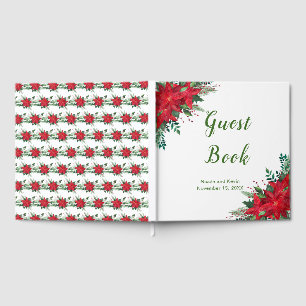 Christmas Red Poinsettia Wedding guest book