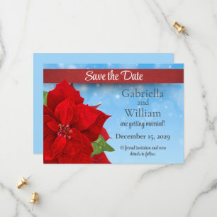 Christmas Red Poinsettia Wedding Save The Date