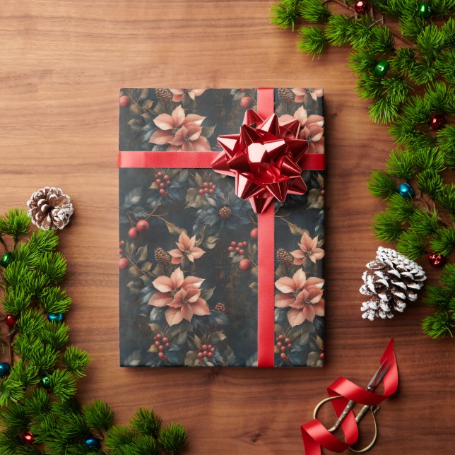 Christmas Red Poinsettias Wrapping Paper (Holiday Gift)