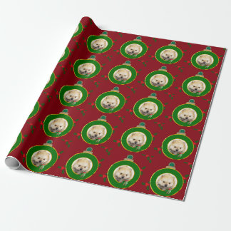 Christmas Red Pomeranian puppy wrapping paper