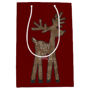 Christmas Red Reindeer Medium Gift Bag