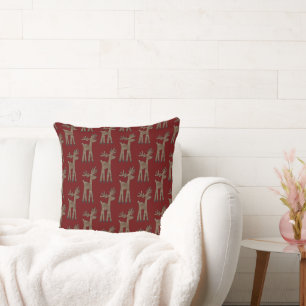 Christmas Red Reindeer Throw Pillow