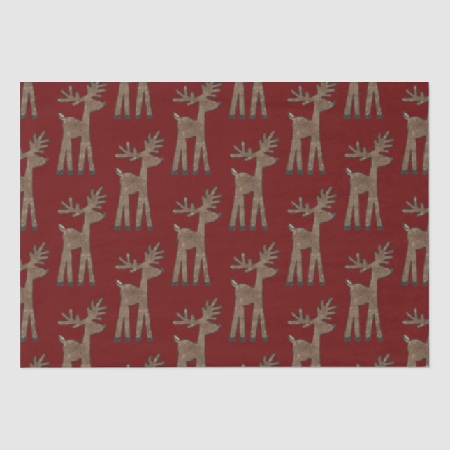 Christmas Red Reindeer Tissue Paper (Front)