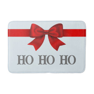 Christmas Red Ribbon Ho Ho Ho Bath Mat