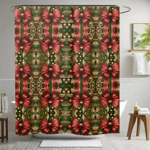 Christmas Red Ribbon Shower Curtain