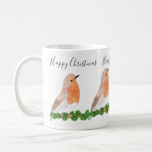 Christmas Red Robin  Coffee Mug (Left)