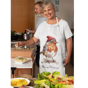 Christmas Red Robin, customizable Apron
