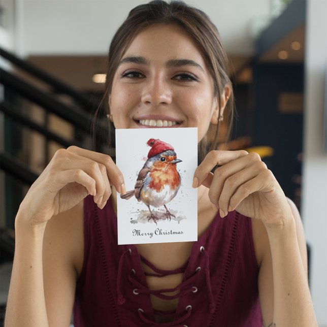 Christmas Red Robin customizable Holiday Card (Creator Uploaded)