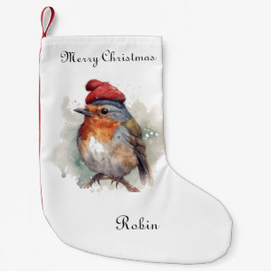 Christmas Red Robin, customizable Small Christmas Stocking