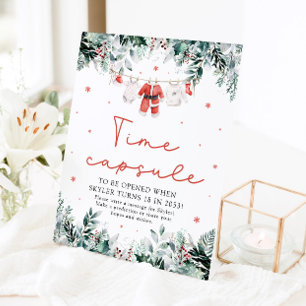 Christmas Red Santa Baby Shower Time Capsule Sign