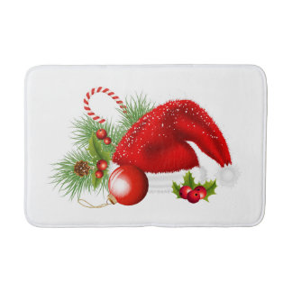 Christmas Red Santa Hat Bath Mat