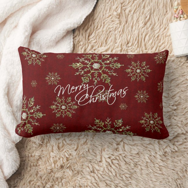 Christmas Red Silver Snowflake Throw Pillow (Blanket)