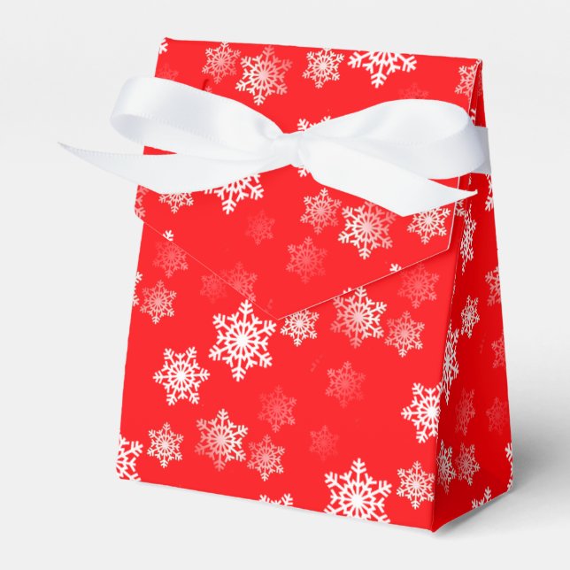 Christmas Red Snow Flurries Favor Box (Front Side)