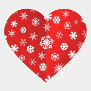 Christmas Red Snowflake Heart Sticker