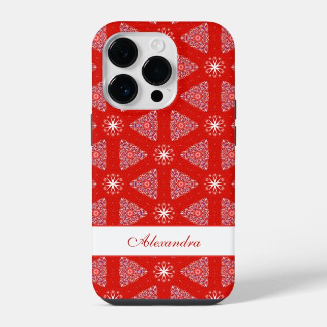 Christmas Red Snowflake Pattern Personalized iPhone Case (Back)