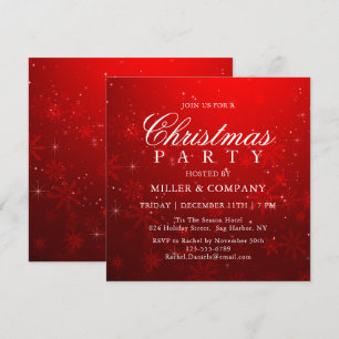 Christmas Red Snowflakes Corporate Christmas Party Invitation