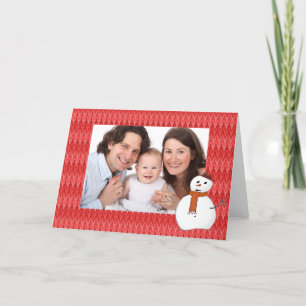 Christmas red snowman customizable photo holiday card