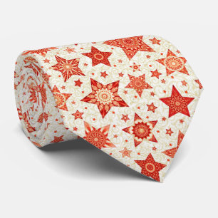 Christmas Red Stars with Damask Pattern Tie