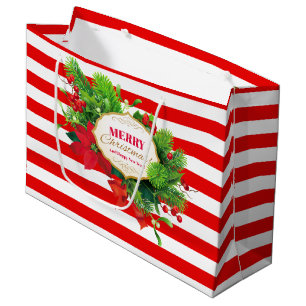Christmas Red Striped Gift Bag - Large