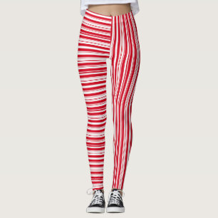 Christmas Red stripped Candy Leggings