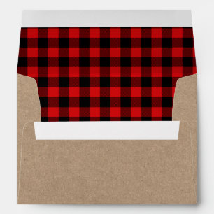 Christmas Red Tartan Kraft Envelope