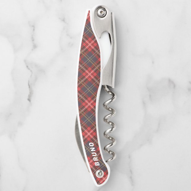 Christmas red tartan plaid pattern corkscrew (Back)