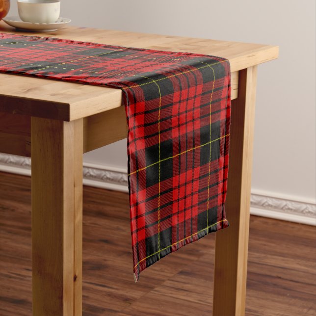 Christmas, Red Tartan Plaid Short Table Runner (In Situ)