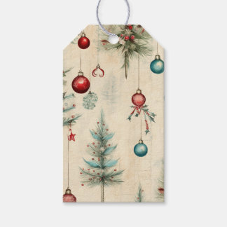Christmas Red & Teal Christmas Tree Ornamental Gift Tags