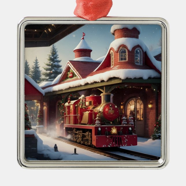 Christmas Red Train Ornament (Front)