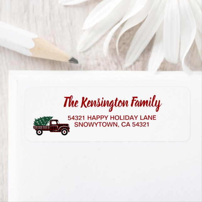 Christmas Red Truck Green Plaid Tree Holiday (Insitu)