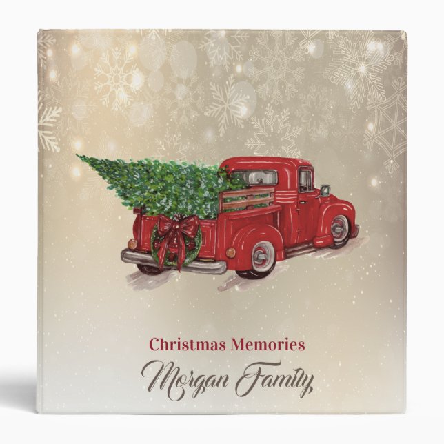 Christmas Red Truck Pine Tree Binder (Front)