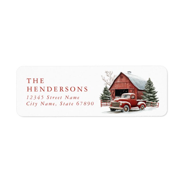 Christmas Red Truck Return Address Labels (Front)