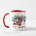 Christmas Red Truck & Snowman Rustic Mug<br><div class="desc">Christmas Red Truck & Snowman Rustic Mug.</div>