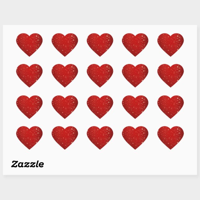 Christmas Red Twinkle Heart Sticker (Sheet)