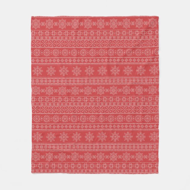 Christmas red ugly sweater xmas knitwear snowflake fleece blanket (Front)