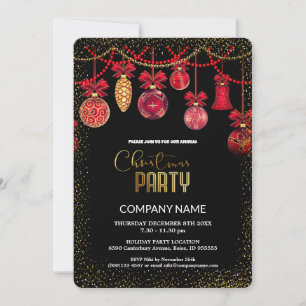 Christmas Red Vintage  ornament diamonds Invitation