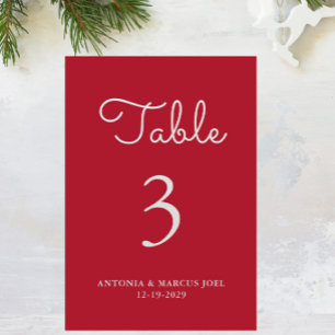 Christmas Red Wedding Table number Card