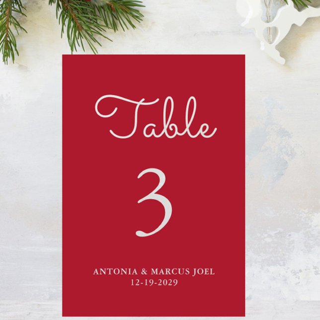 Christmas Red Wedding Table number Card (Creator Uploaded)