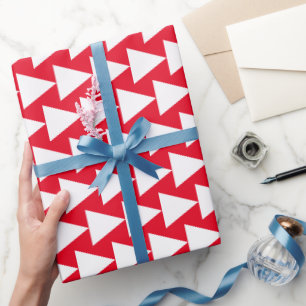 Christmas Red White Abstract Wrapping Paper