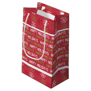 Christmas Red, White and Green Snowflakes Small Gift Bag