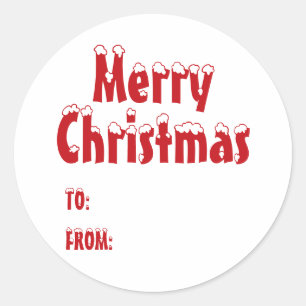Christmas red white blank to from cute classic round sticker