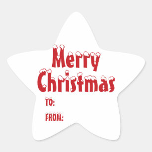 Christmas red white blank to from cute star sticker