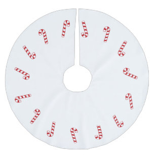 Christmas red white candy cane cute modern  brushed polyester tree skirt