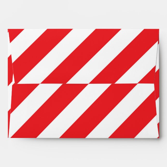Christmas Red White Candy Cane Stripe Envelope (Back (Top Flap))