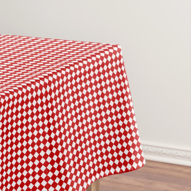 Christmas Red White Chequered Check Pattern Decor Tablecloth (In Situ)