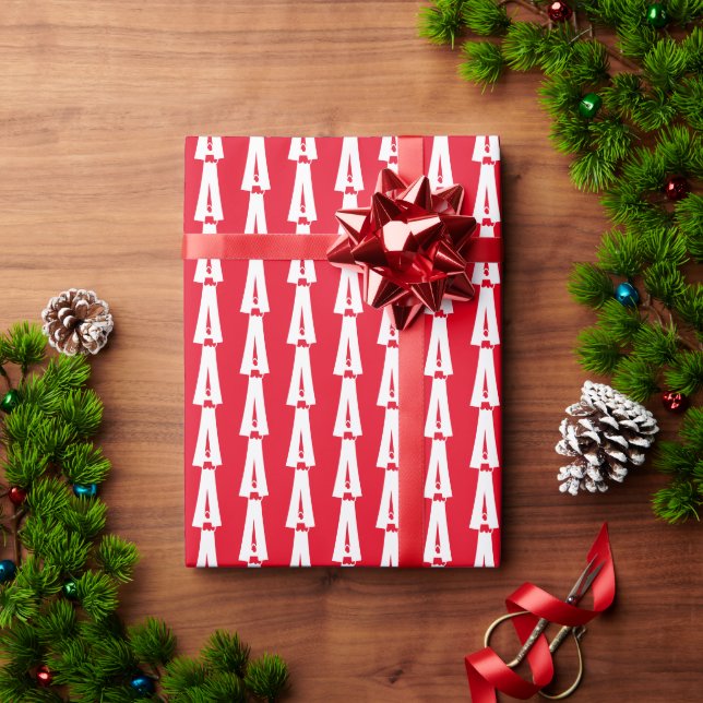 Christmas red white custom monogram initial letter wrapping paper (Holiday Gift)
